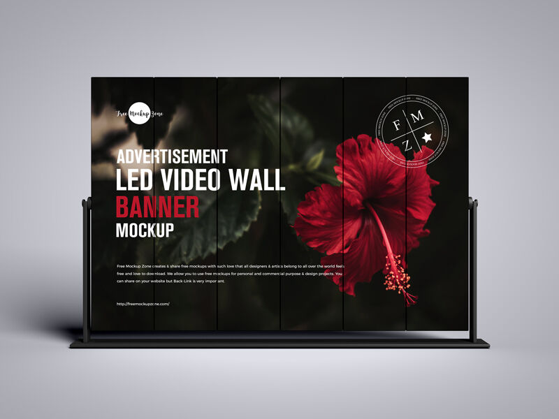Front-View LED Video Wall Banner Mockup
