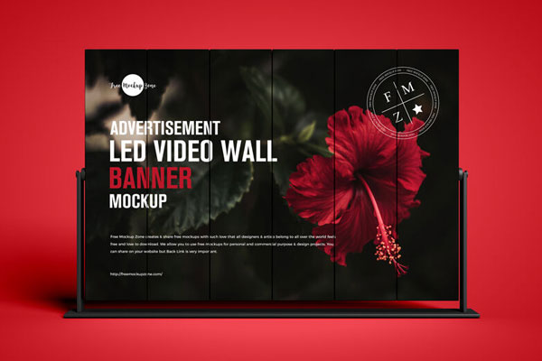 Front-View LED Video Wall Banner Mockup