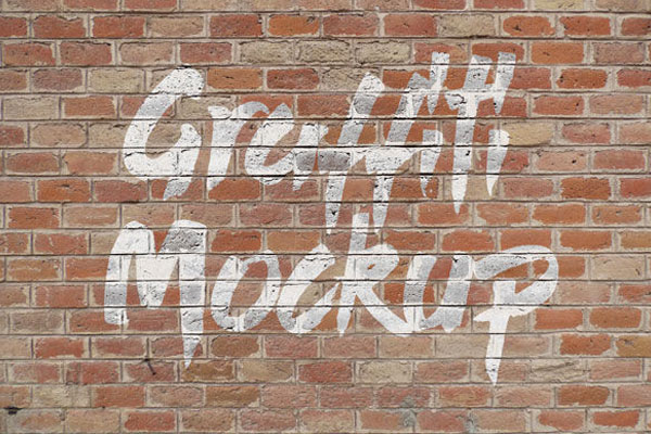 Front View Logo Graffiti Mockup on Brick Wall