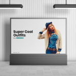 Front View Mall Indoor Horizontal Digital Billboard Mockup