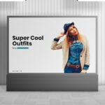 Front View Mall Indoor Horizontal Digital Billboard Mockup
