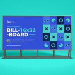 Front View Minimal Large Horizontal Advertising Billboard Mockup