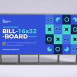 Front View Minimal Large Horizontal Advertising Billboard Mockup