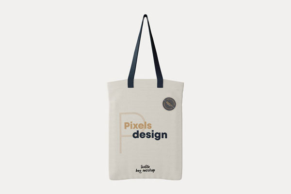 Front View Minimalist Hanging Canvas Shopping Bag Mockup