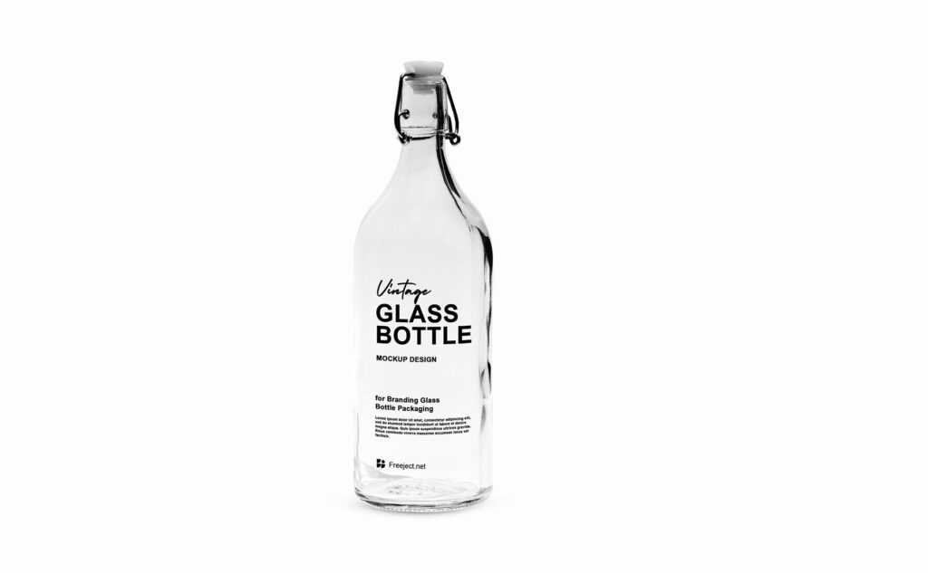 Front View Minimalistic Glass Bottle with Swing Cap Mockup