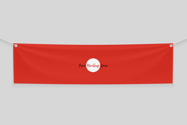 Front View Mockup Featuring a Horizontal Hanging Banner