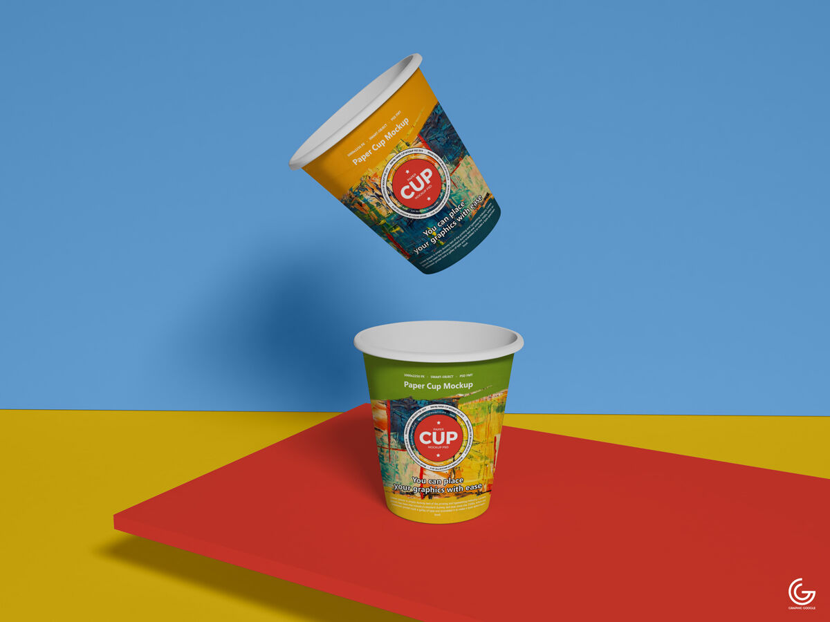 Front View Mockup Featuring Two Paper Cups FREE PSD