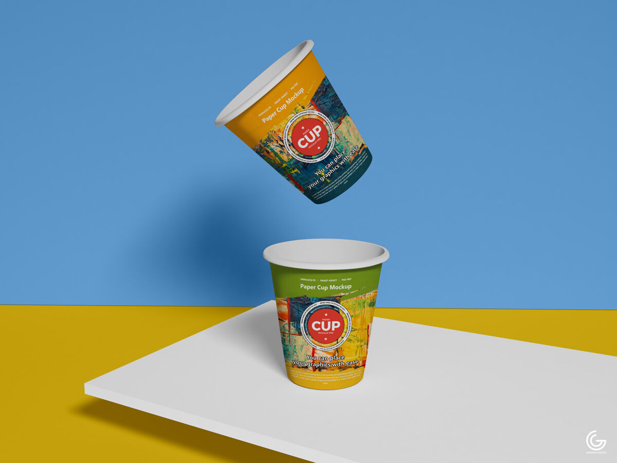 Front View Mockup Featuring Two Paper Cups FREE PSD