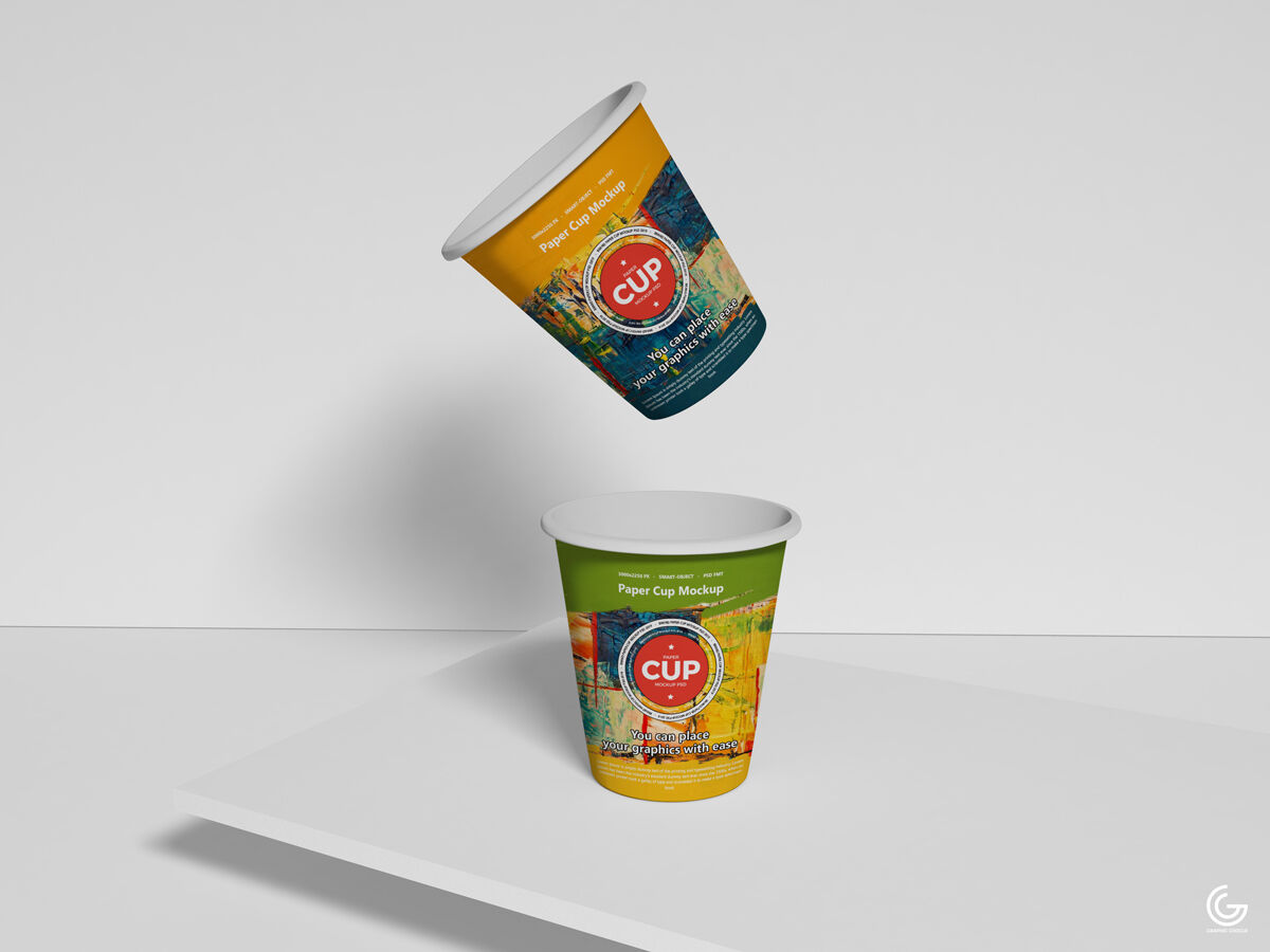 Front View Mockup Featuring Two Paper Cups FREE PSD