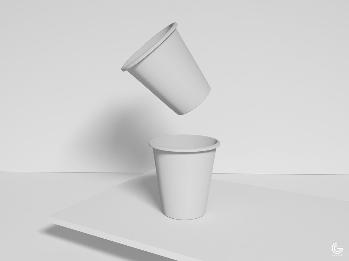 Front View Mockup Featuring Two Paper Cups FREE PSD