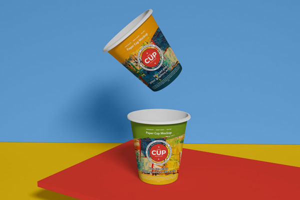 Front View Mockup Featuring Two Paper Cups