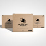 Front View Mockup of 3 Standing Product Delivery Boxes