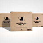 Front View Mockup of 3 Standing Product Delivery Boxes