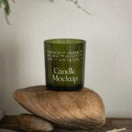 Front View Mockup of Candle on Stone