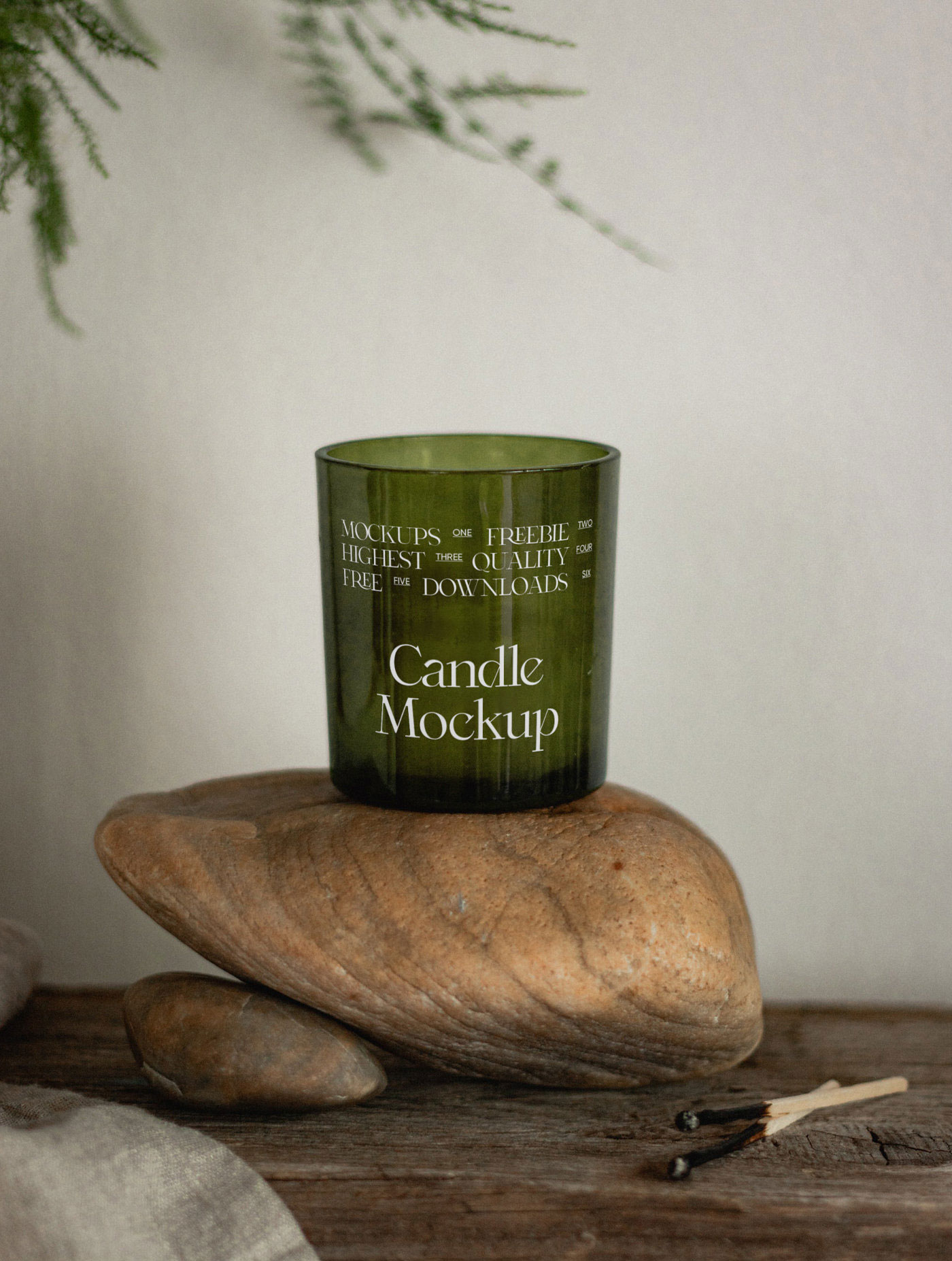 Front View Mockup of Candle on Stone FREE PSD