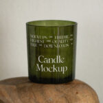 Front View Mockup of Candle on Stone