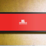Front View Narrow Advertising Billboard on Wall Mockup