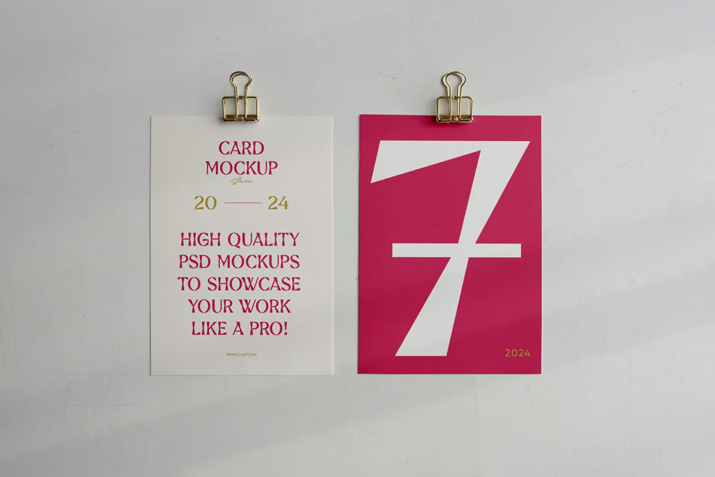 Free Front View of 2 A4 Paper Cards Mockups PSD Template