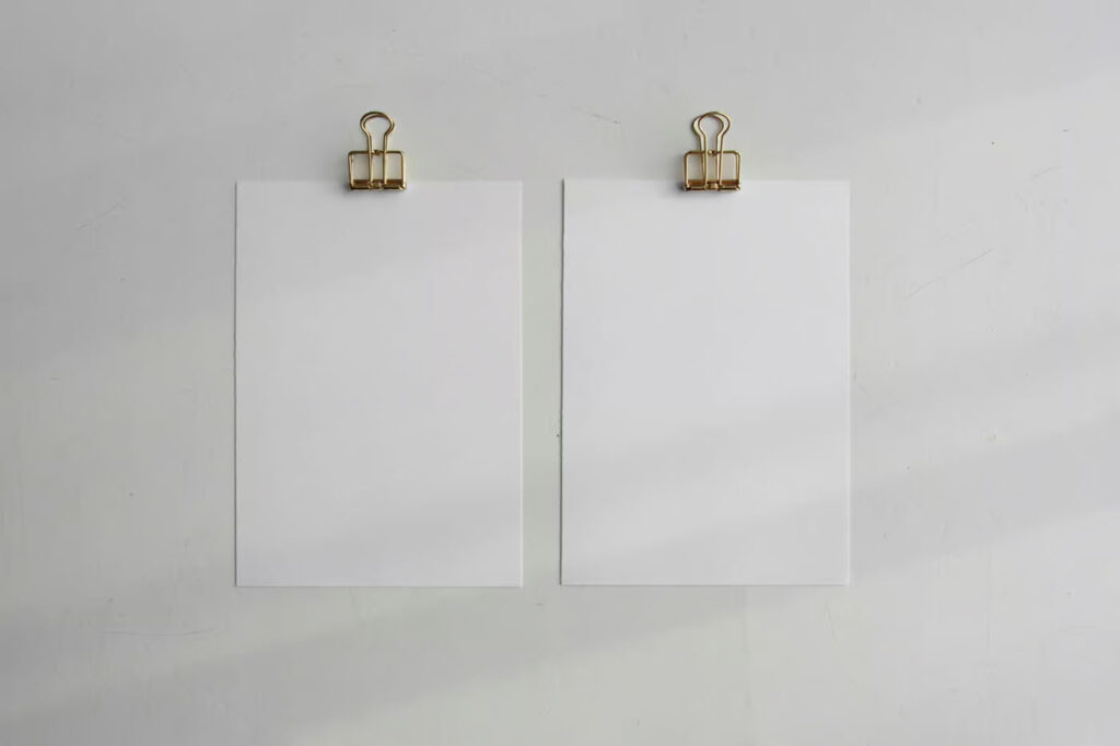 Front View of 2 A4 Paper Cards Mockups