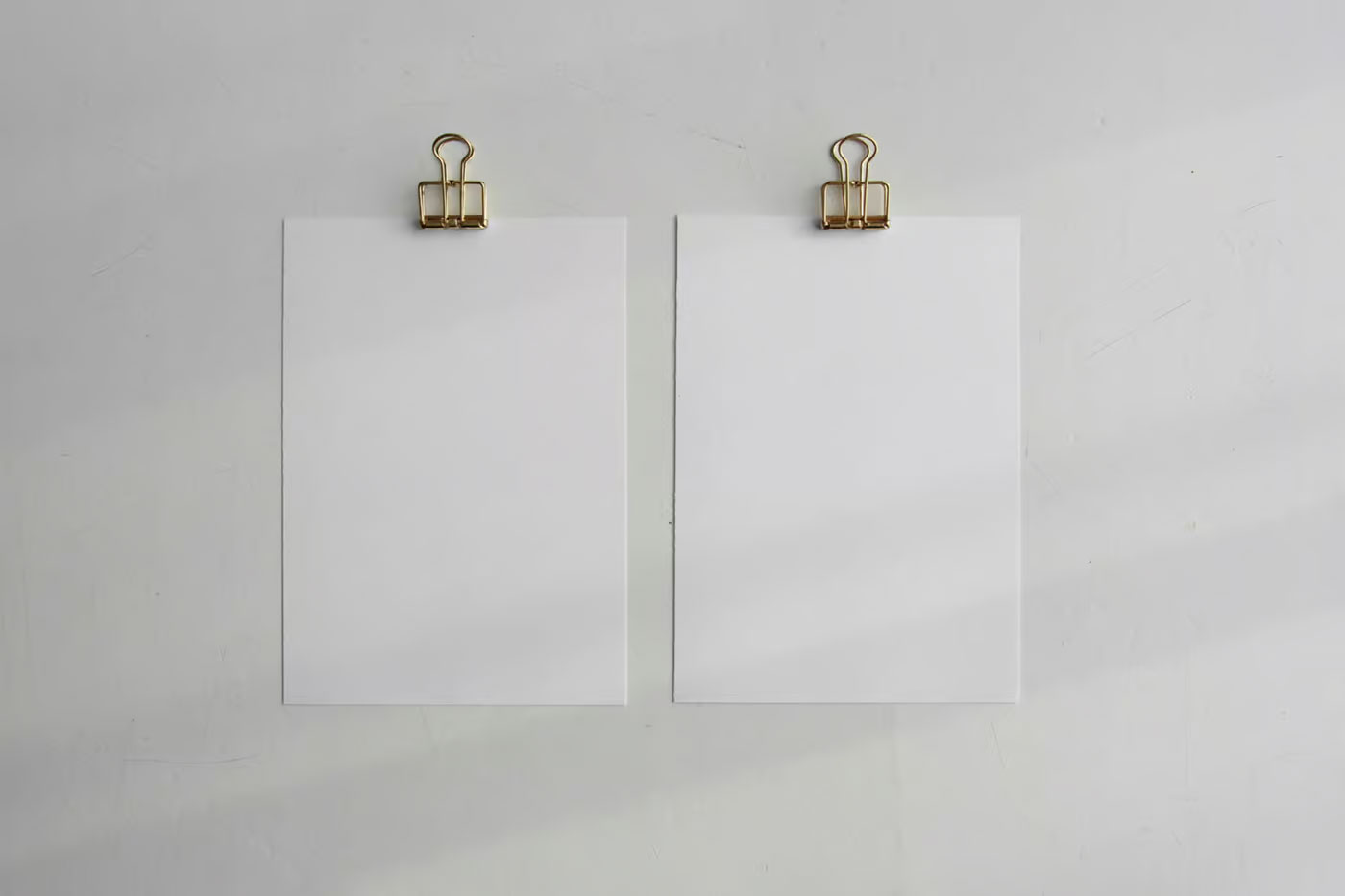 Free Front View of 2 A4 Paper Cards Mockups PSD Template