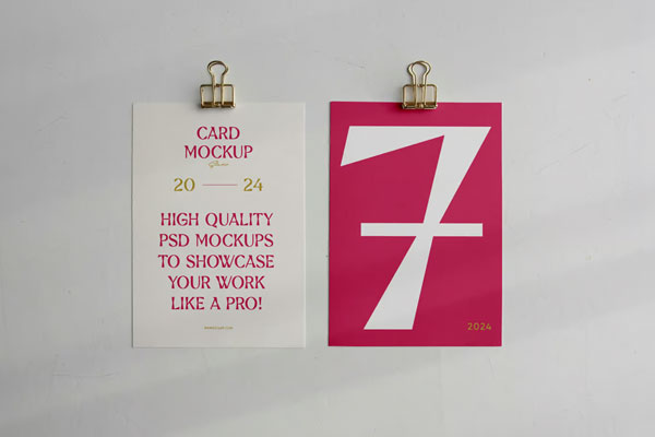 Front View of 2 A4 Paper Cards Mockups