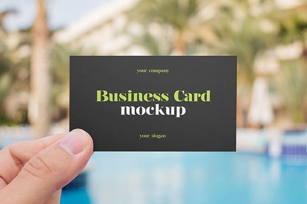 Front View of 2 Business Card Mockups Being Held Up by a Hand