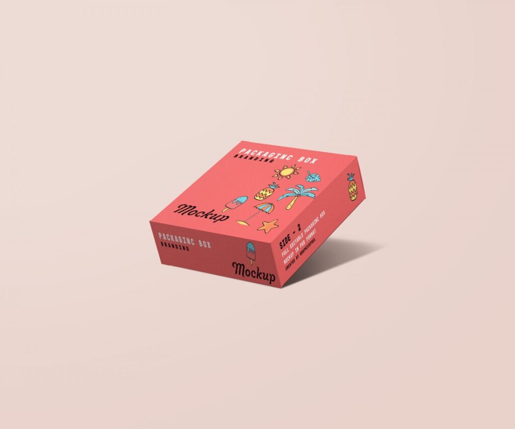 Front View of 2 Floating Square Box Packaging Mockups