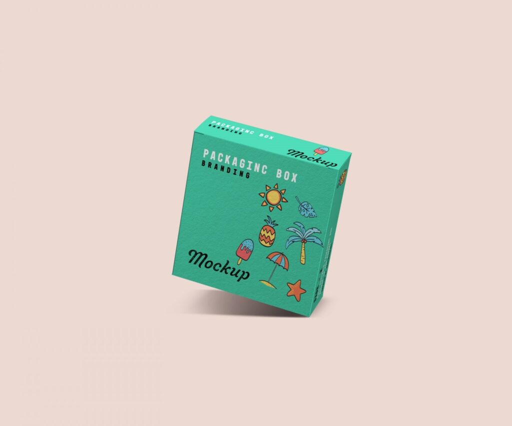 Front View of 2 Floating Square Box Packaging Mockups