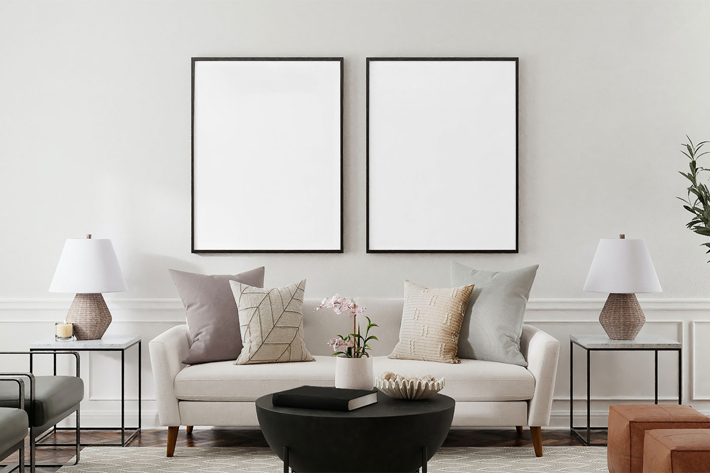 Front View of 2 House Decoration Posters Mockup FREE PSD