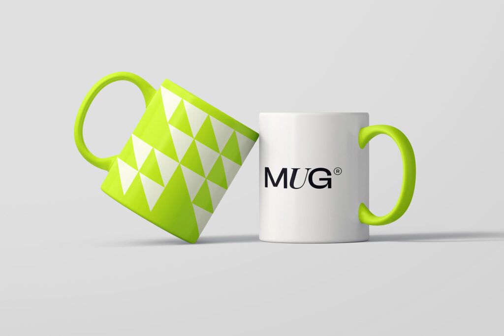 Front View of 2 Mugs Mockup