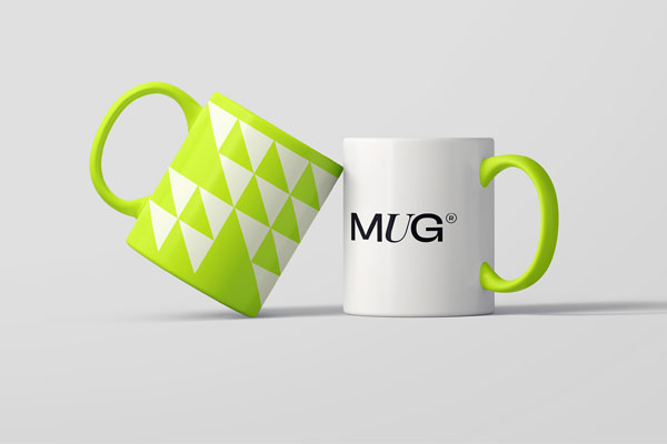 Front View of 2 Mugs Mockup