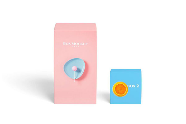 Front View of 2 Packaging Boxes Mockup