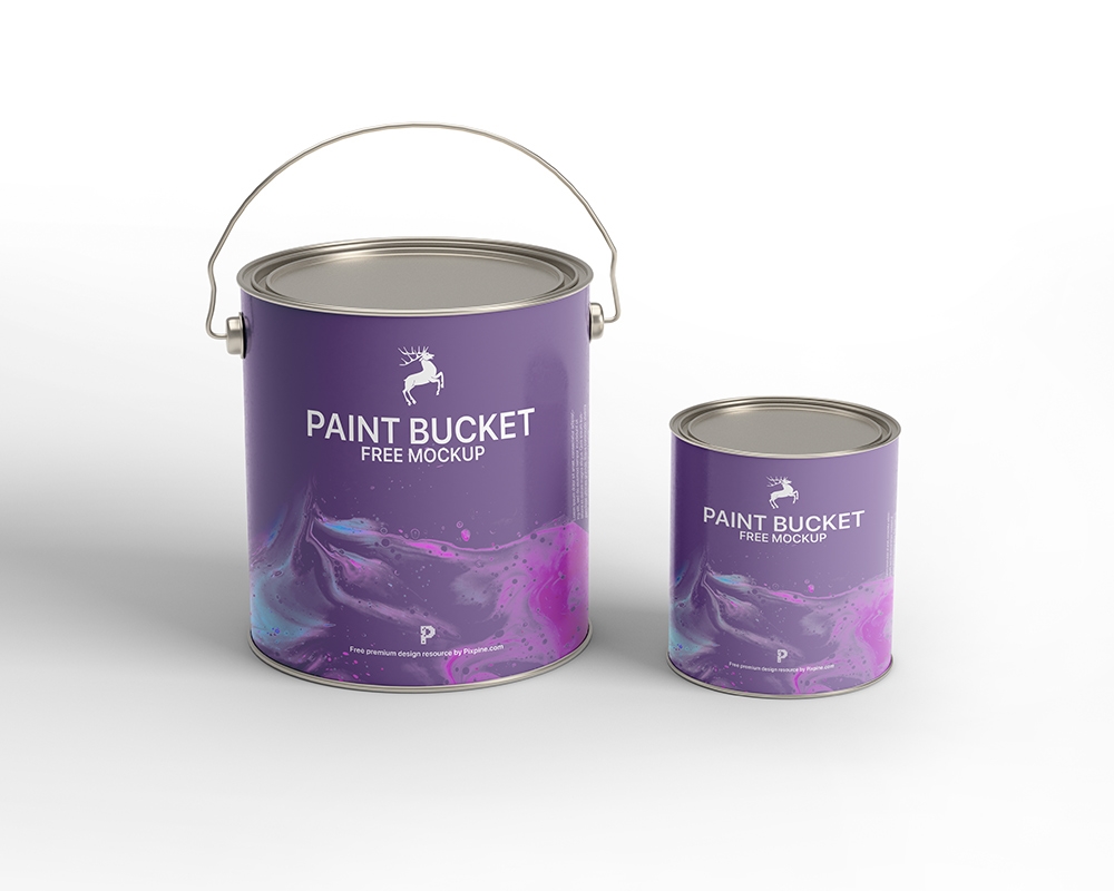 Front View of 2 Paint Tin Buckets Mockup