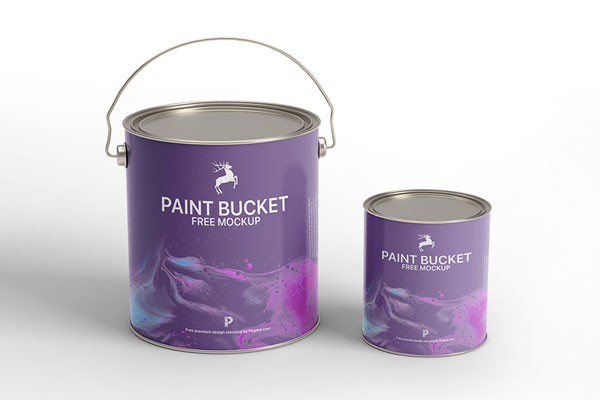 Front View of 2 Paint Tin Buckets Mockup