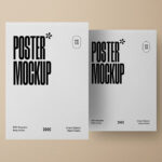 Front View of 2 Vertical Posters Mockup