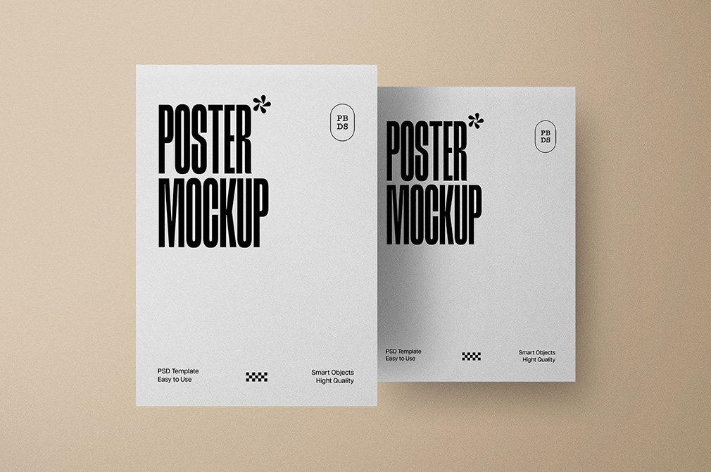 Front View of 2 Posters Mockup FREE PSD
