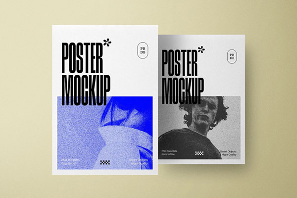 Front View of 2 Vertical Posters Mockup