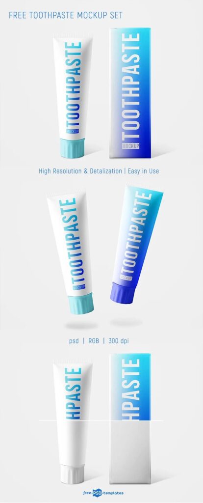 Front View of 2 Toothpaste Tube and Packaging Box Mockups