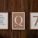 Front View of 3 Minimal Posters Mockup on Wood Wall