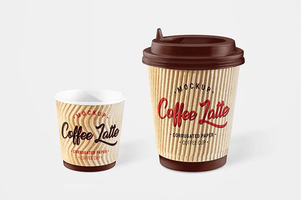 Front View of 3 Paper Coffee Cup Mockups