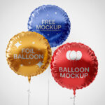 Front View of 3 Round Foil Balloons Mockup