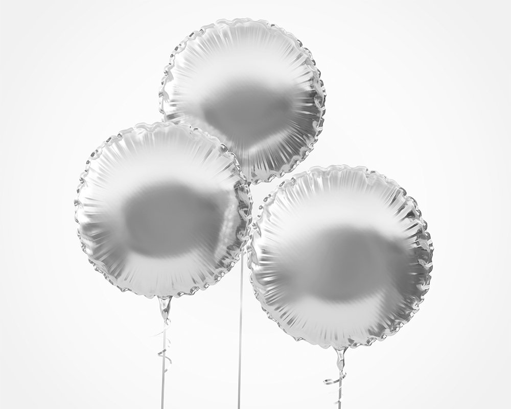 Front View of 3 Round Foil Balloons Mockup