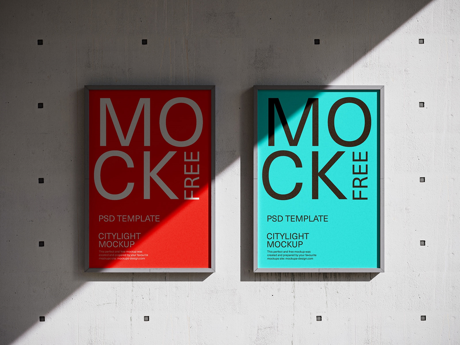 Front View of 3 Square Street City Light Poster Mockups FREE PSD