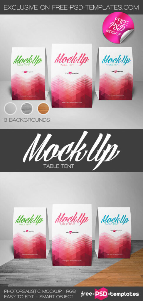 Front View of 3 Table Tents Mockup