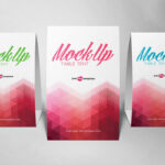 Front View of 3 Table Tents Mockup