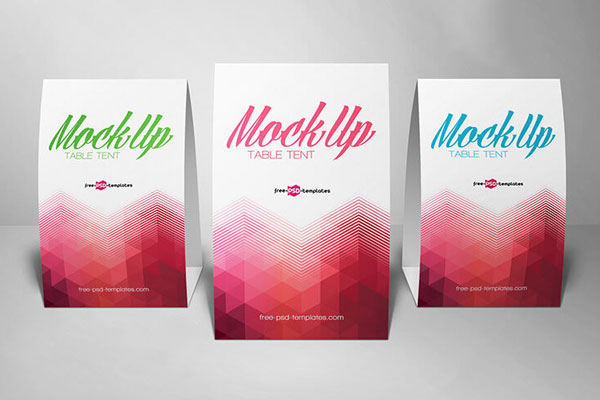 Front View of 3 Table Tents Mockup