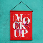 Front View of a Poster Hanged over a Wall Mockup