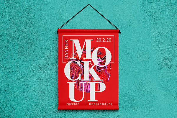 Front View of a Poster Hanged over a Wall Mockup