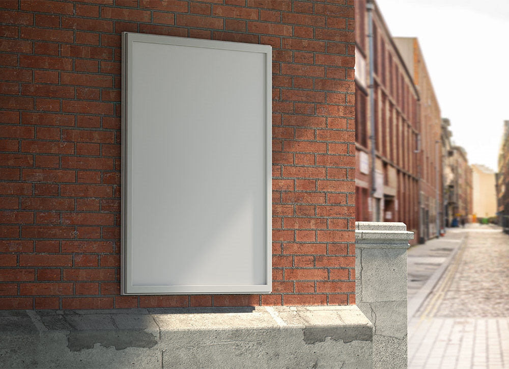 Front View of a Big Urban Framed Poster Mockup