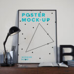 Front View of a Black Framed Poster Mockup